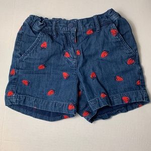 Hanna Andersson Girls Strawberry/Blue Denim Shorts